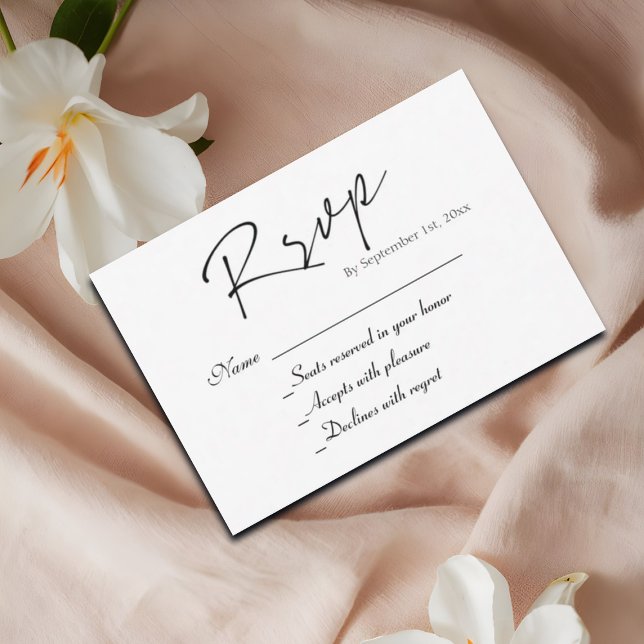 Tarjeta RSVP de boda simple de script (Subido por el creador)