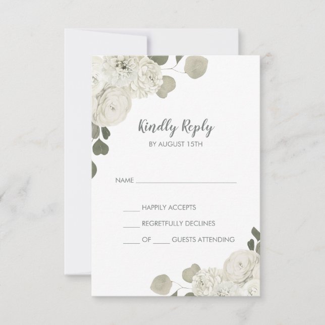 Tarjeta RSVP de Boda Simple Floral de Invierno (Anverso)