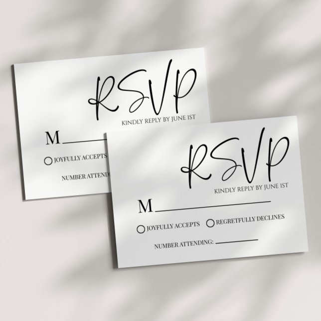 Tarjeta RSVP de boda simple mínima clásica moderna (Subido por el creador)