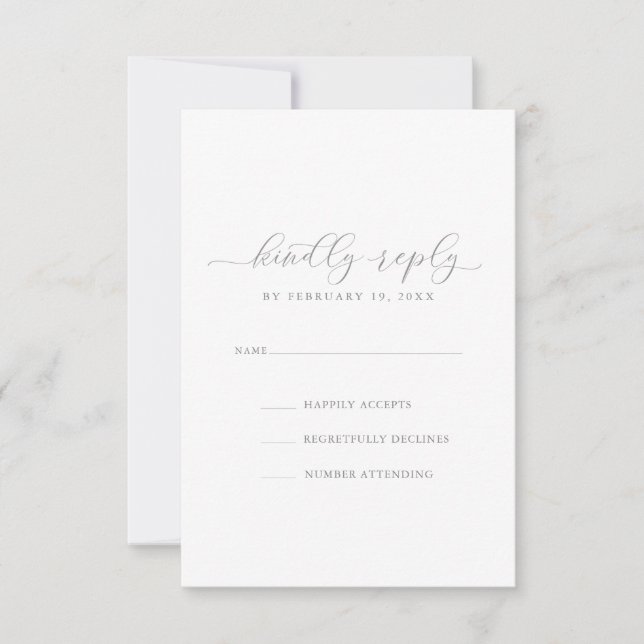 Tarjeta RSVP de boda simple y elegante (Anverso)