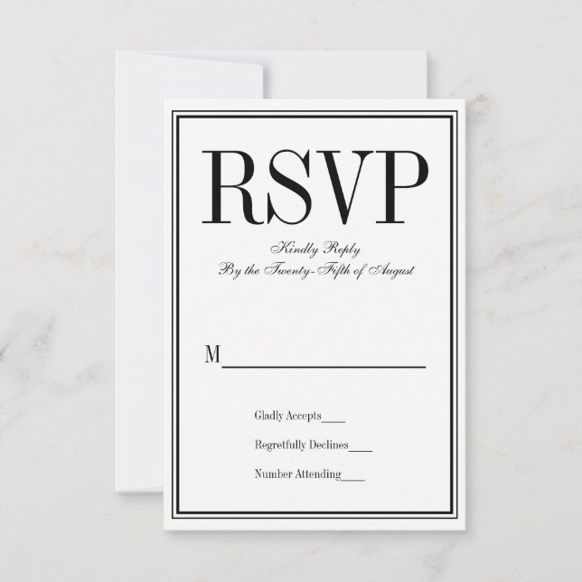 Tarjeta RSVP de boda simple y elegante (Anverso)