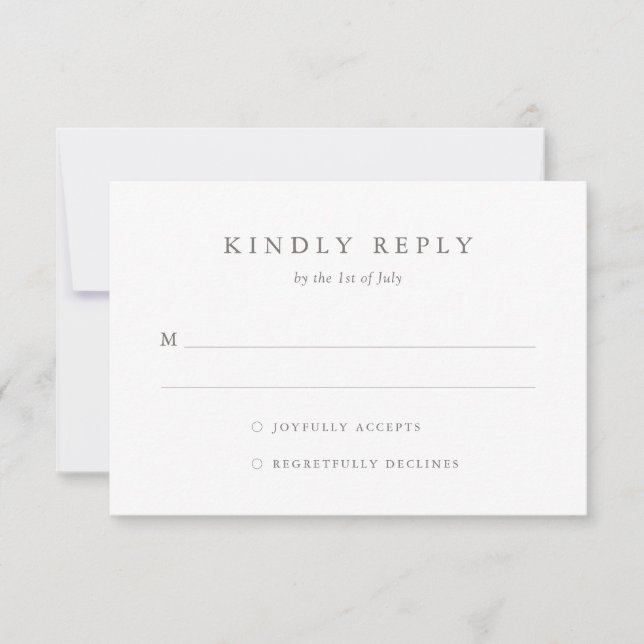 Tarjeta RSVP de boda simple y elegante (Anverso)