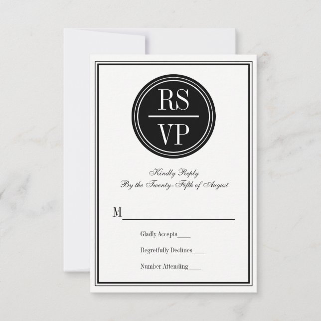 Tarjeta RSVP de boda simple y elegante (Anverso)