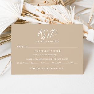 Tarjeta RSVP de boda simple y elegante de caligraf