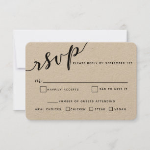 Tarjeta RSVP de boda simple y moderna de caligrafí