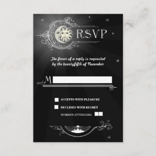 Tarjeta RSVP de boda solar y lunar