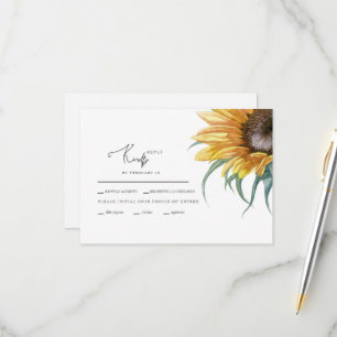 Tarjeta RSVP de boda soltera de girasol grande