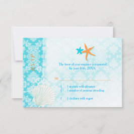 Tarjeta RSVP de Boda Starfish Pair Glam Beach