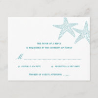 Tarjeta RSVP de boda Starfish - Turquesa