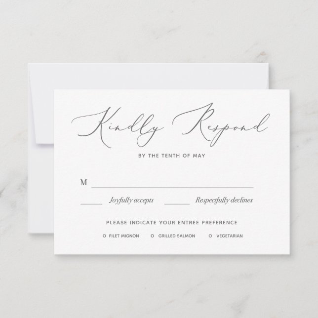 Tarjeta RSVP de boda suave y elegante (Anverso)