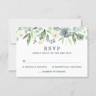 Tarjeta RSVP de Boda Suculenta Floral de Acuarela