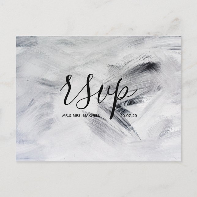 Tarjeta Rsvp de boda | Tarjeta postal de guiones d (Anverso)