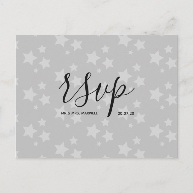 Tarjeta Rsvp de boda | Tarjeta postal de White Sta (Anverso)
