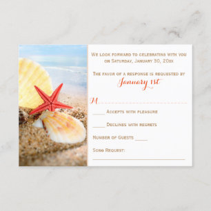 Tarjeta RSVP de boda temática de playa   Pescado e