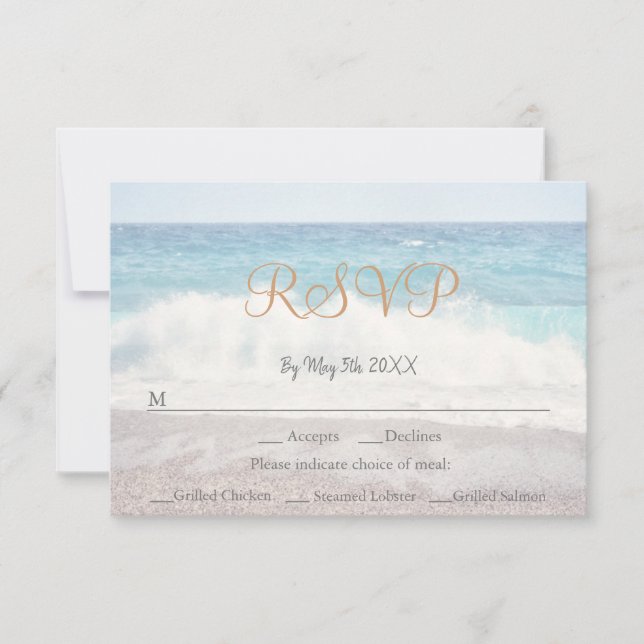 Tarjeta RSVP de Boda Temática de Playa Waves Beach