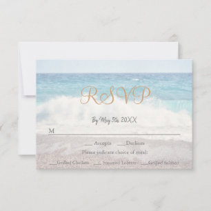 Tarjeta RSVP de Boda Temática de Playa Waves Beach