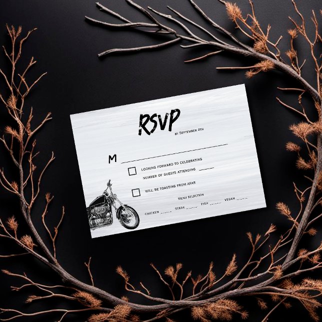 Tarjeta RSVP de boda temática para motociclismo mo (Subido por el creador)