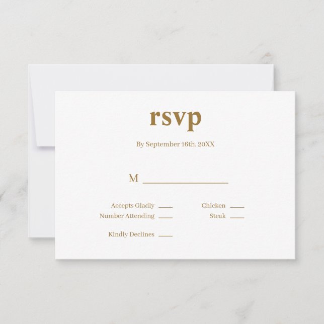 Tarjeta RSVP de boda tipo moderna (Anverso)