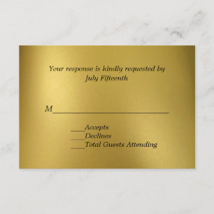 Tarjeta RSVP de Boda Tone Gold