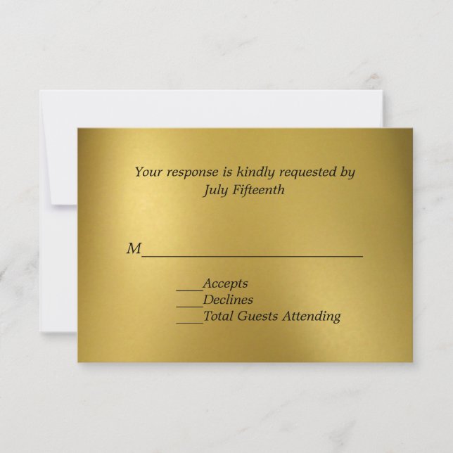 Tarjeta RSVP de Boda Tone Gold (Anverso)