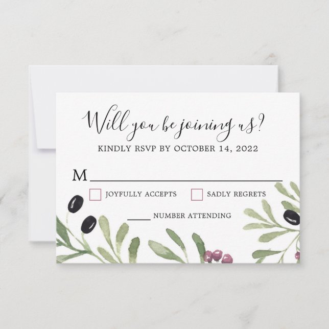 Tarjeta RSVP de boda toscana italiana (Anverso)