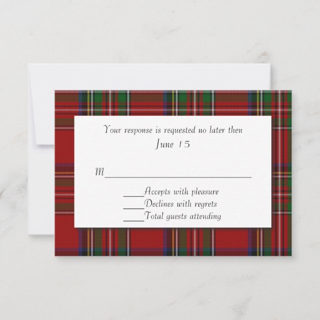 Tarjeta RSVP de Boda Tradicional Real de Stewart P (Anverso)
