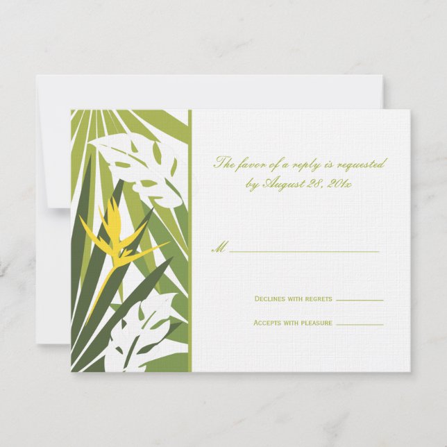 Tarjeta RSVP de boda tropical (Anverso)