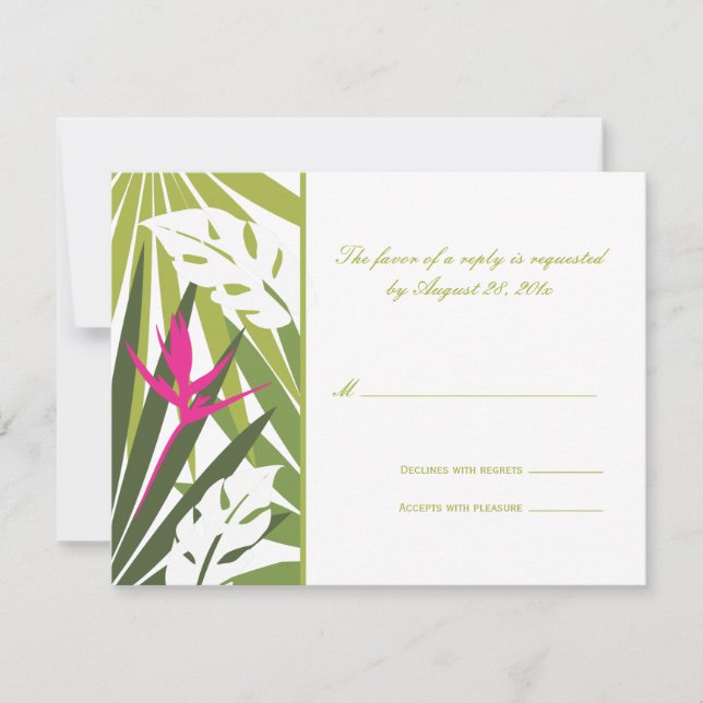 Tarjeta RSVP de boda tropical (Anverso)
