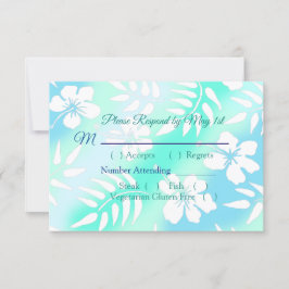 Tarjeta RSVP de Boda Tropical Azul y Verde azulada