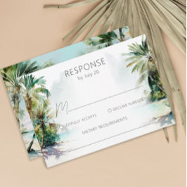 Tarjeta RSVP de Boda Tropical Beach Palm Trees