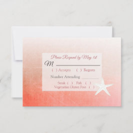 Tarjeta RSVP de boda tropical de coral Starfish