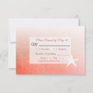 Tarjeta RSVP de boda tropical de coral Starfish