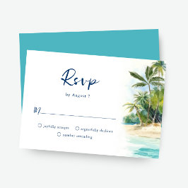 Tarjeta RSVP de Boda Tropical de la Isla del Paraí