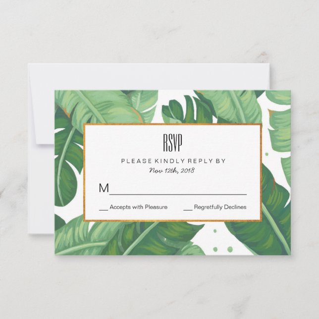 Tarjeta RSVP de Boda Tropical de Verano (Anverso)