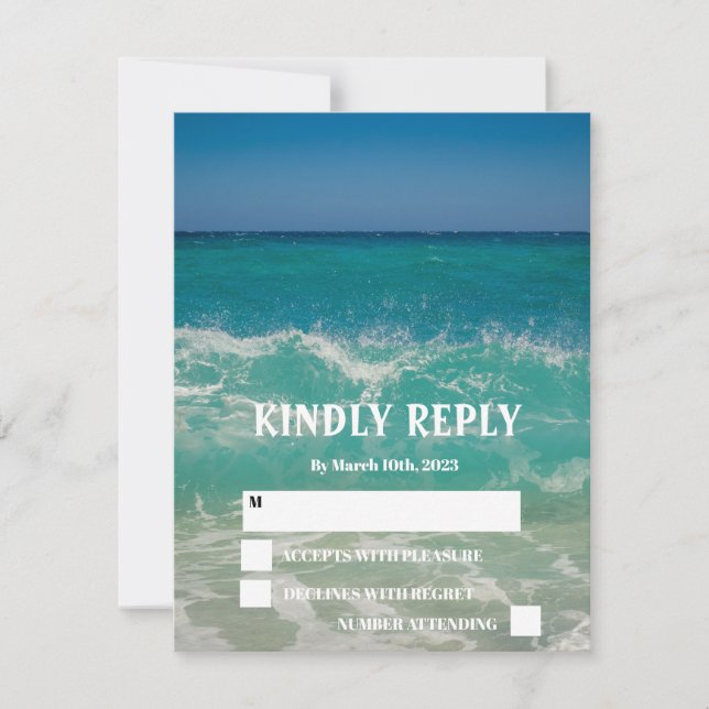 Tarjeta RSVP de Boda Tropical Elegante de Ocean Be (Anverso)