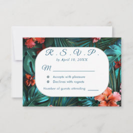 Tarjeta RSVP de Boda Tropical Hibiscus Dream