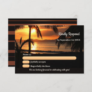 Tarjeta RSVP de Boda Tropical Palm Tree Beach