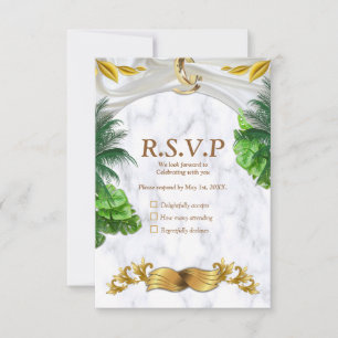 Tarjeta RSVP de boda tropical romántica