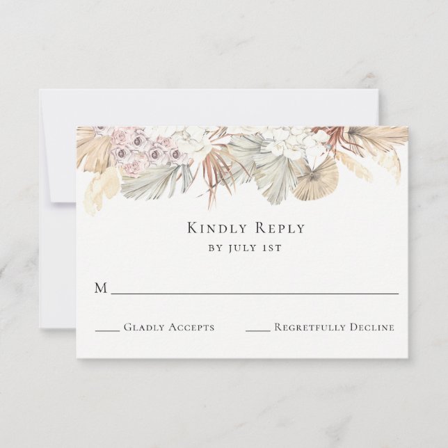 Tarjeta RSVP de boda tropical rusa (Anverso)
