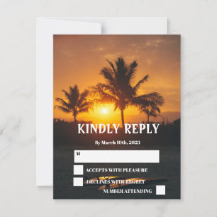 Tarjeta RSVP de Boda Tropical Sunset de Ocean Beac