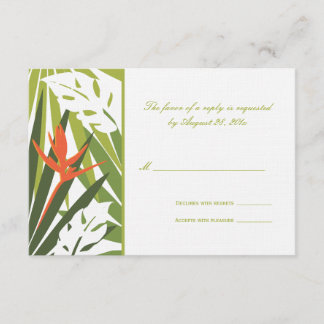 Tarjeta RSVP de boda tropical | Verde y Naranja