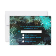 Tarjeta RSVP de Boda Turquesa Azul de Invierno