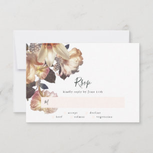 Tarjeta RSVP de boda veneciana de la época esmeral