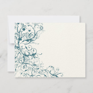 Tarjeta RSVP de Boda verde azulada y Boda