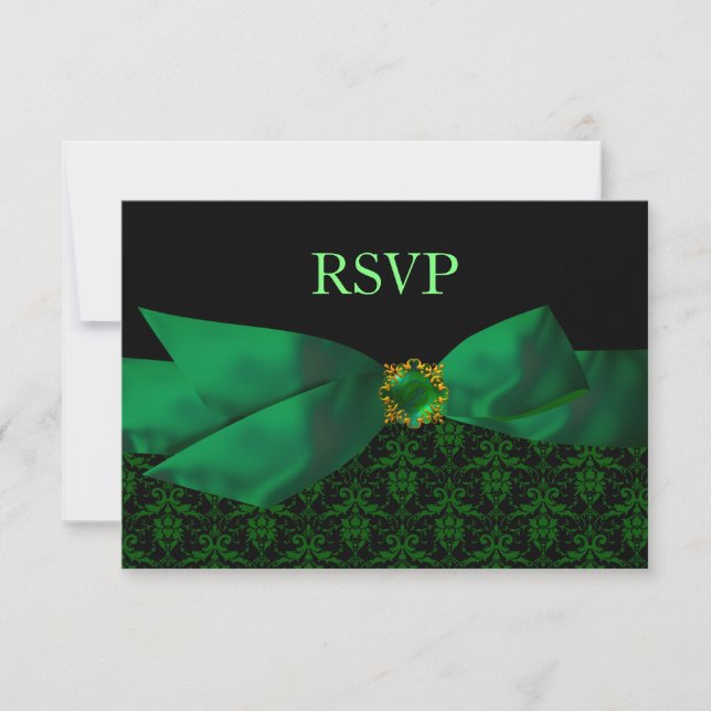 Tarjeta RSVP de boda verde de emparedado verde esm (Anverso)