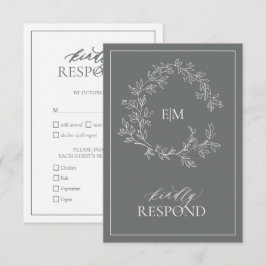 Tarjeta RSVP de Boda Verde de Eucalyptus