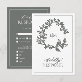 Tarjeta RSVP de Boda Verde de Eucalyptus