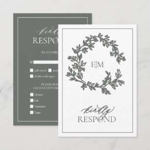 Tarjeta RSVP de Boda Verde de Eucalyptus
