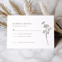 Tarjeta RSVP de Boda Verde de Flor Silvestre