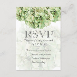 Tarjeta RSVP de boda verde de hidrangea